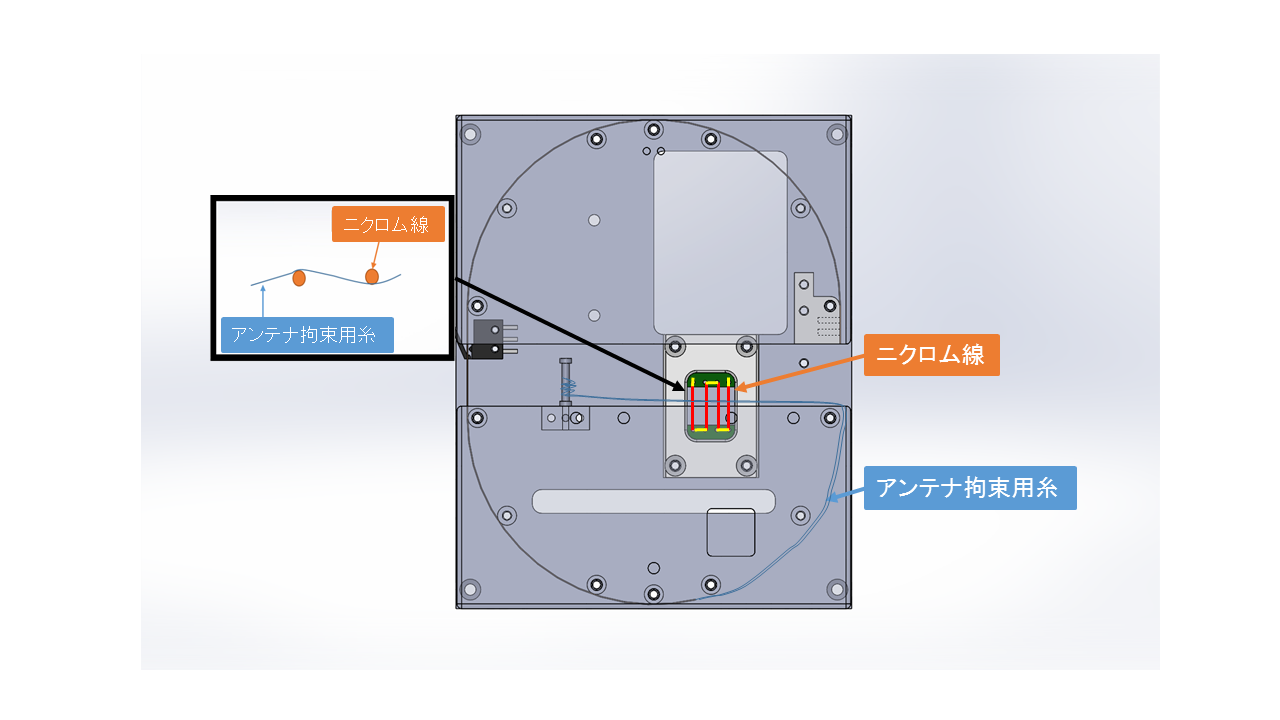 アンテナ展開機構_ワイヤとニクロム線